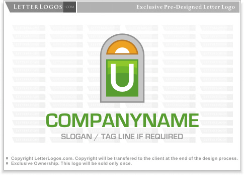 Orange Green U Logo - Letter U Window Logo ( Letter U Logo 3 )