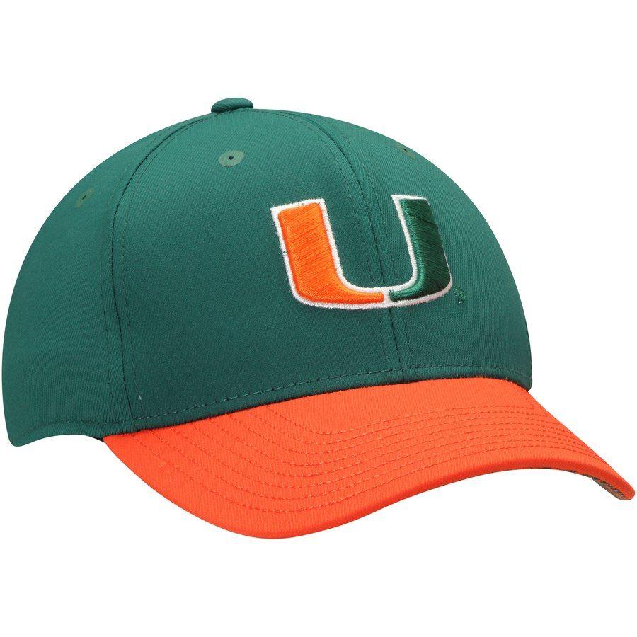 Orange Green U Logo - Miami Hurricanes adidas Sideline climalite Flex Hat - Green/Orange