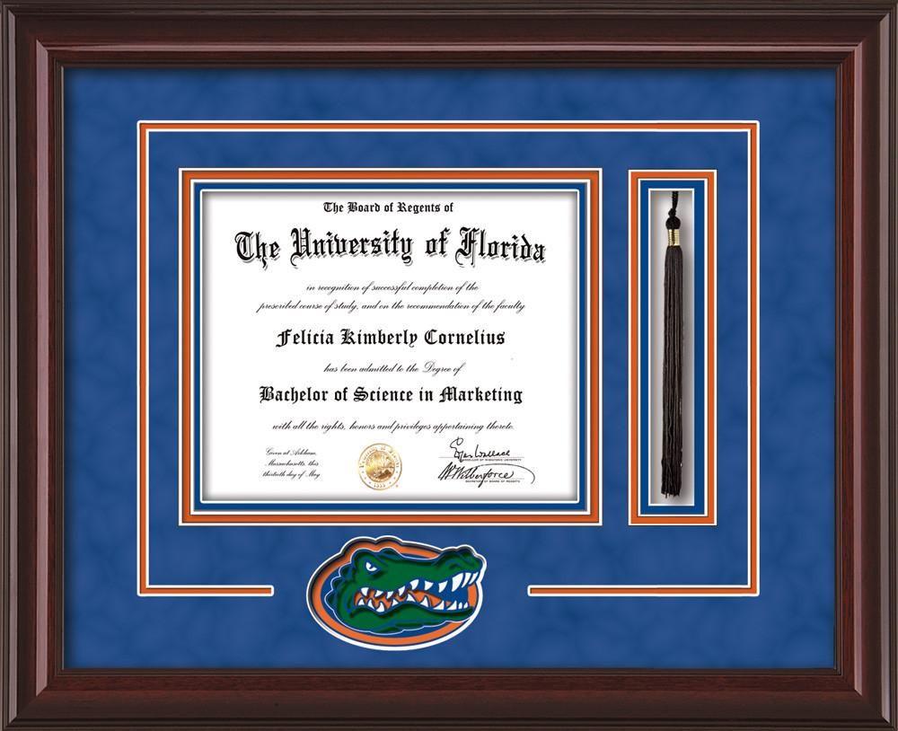 Orange Green U Logo - U of Florida Diploma Frame-Mahogan Lacquer-3D-Tassel-Blue/Orange ...