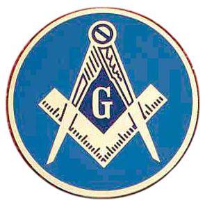 Blue Compass Logo - Round Masonic Car Emblem with Compass and Square Symbol on Blue ...