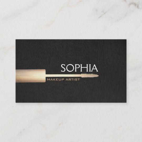 Makeup Artist Logo - Makeup Artist Logo Mascara On Faux Black Linen 2 Business Card ...