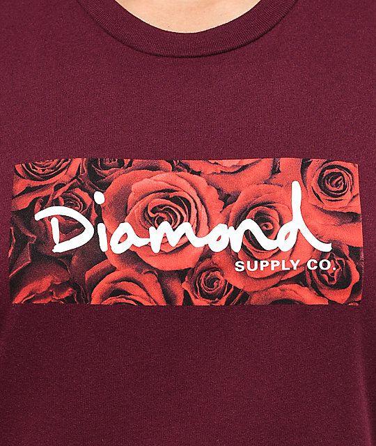 Red Diamond Supply Co Logo - Diamond Supply Co. Bouquet Box Logo Rose T Shirt