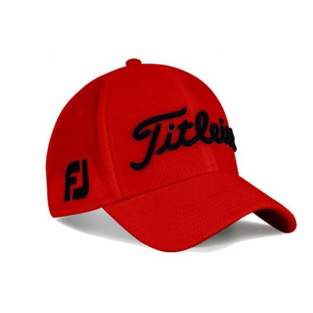 Red Titleist Logo - Titleist Golf Dobby Tech Fitted Hat Prov1 FJ Logos Red Black M L