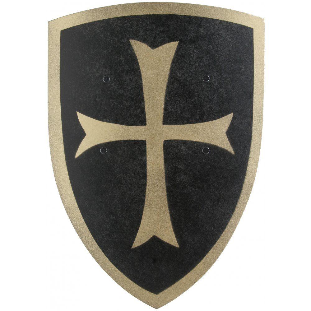 Crusader Knight Logo - Black Crusader Knight Wooden Shield (Large) A2Z
