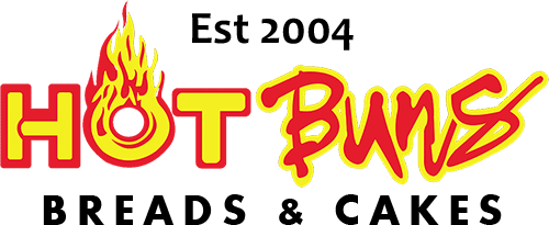 Bun With Red W Logo - Hot Buns Logo w words w Est w NO GLOW 500x205 ~ Hot Buns Bakery