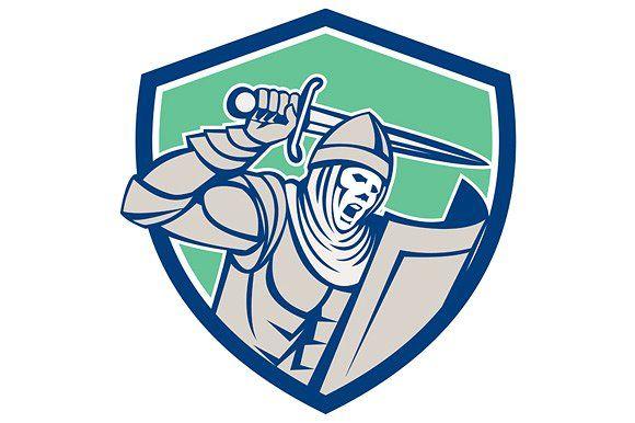 Crusader Knight Logo - Crusader Knight With Sword and Shiel ~ Illustrations ~ Creative Market
