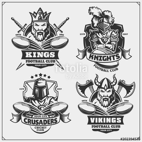 Crusader Knight Logo - Football badges, labels and design elements. Sport club emblems with ...