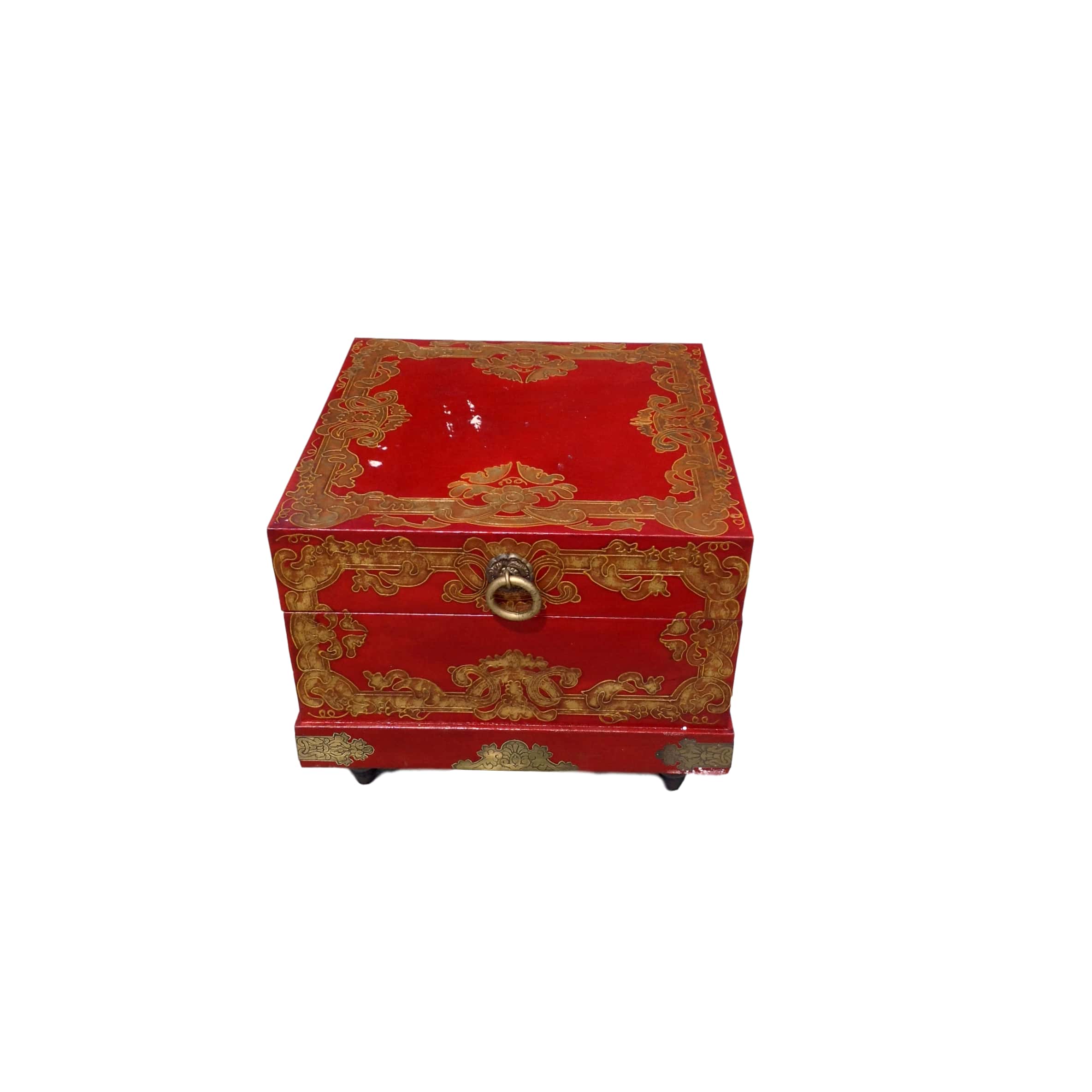 Bun With Red W Logo - Red & Gold Storage Trunk w/ bun feet | Alabama Furniture