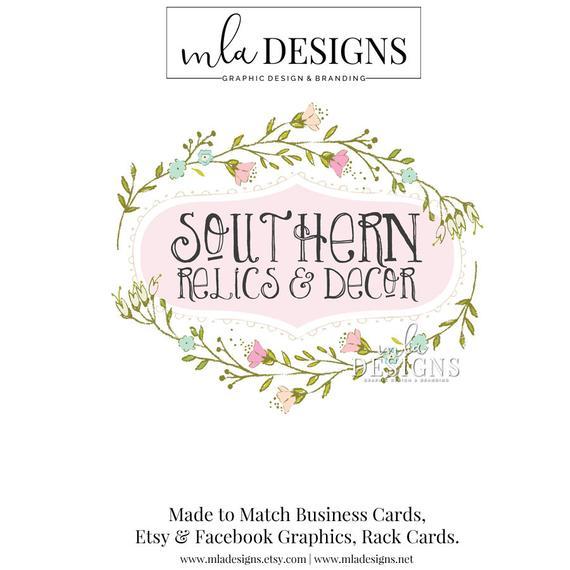 Flower Frames Rustic Logo - Floral Frame Logo Flower Logo Boutique Logo Shabby Country