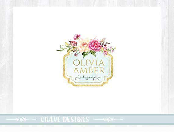 Flower Frames Rustic Logo - Premade Floral Logo Watercolor Logo Design Photography Logo | Etsy