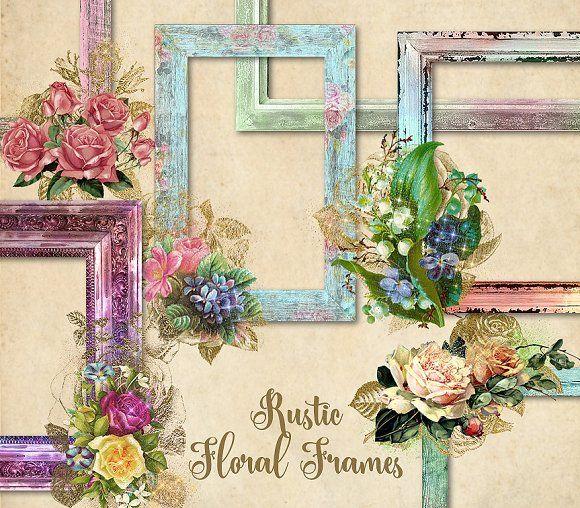 Flower Frames Rustic Logo - Rustic Floral Frames Clipart Graphic Objects Creative Market