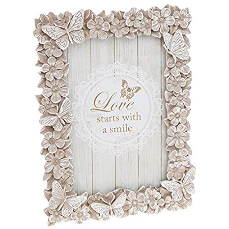 Flower Frames Rustic Logo - Floral Butterfly Frame 4x6 Inch: Amazon.co.uk: Kitchen & Home