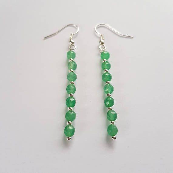 Green and Silver Sphere Logo - Green gemstone earrings. Aventurine stones with tiny silver spheres ...
