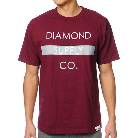 Red Diamond Supply Co Logo - Diamond Supply Co Bar Logo Maroon & Grey T Shirt. Bar Logo, Diamond