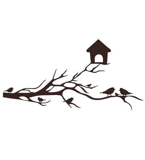 Birds On Branch and Nest Logo - Buy PVC Wall Stickers Beautiful Brown Branches Nest Birds