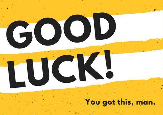 Good Yellow Logo - Yellow Black White Big Typography Good Luck Card