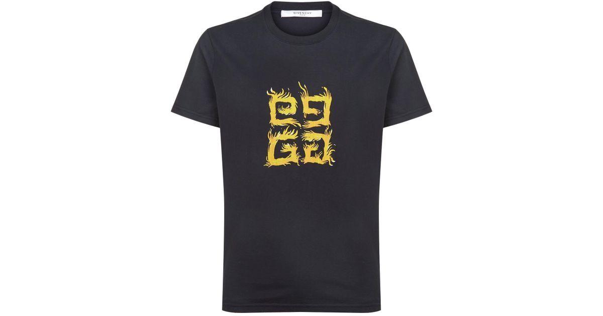 Black Fire Logo - Givenchy Fire Logo Print T-shirt in Black for Men - Lyst