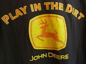 Brown and Yellow Logo - Details about JOHN DEERE 'PLAY IN THE DIRT' BROWN T-SHIRT WITH YELLOW  LOGO-UNISEX LARGE-AUW