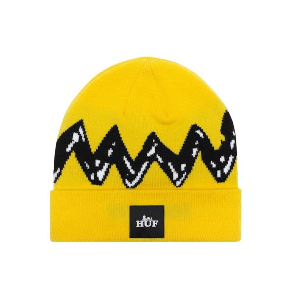 Brown and Yellow Logo - HT00340 Huf x Peanuts Charlie Brown Beanie - Yellow