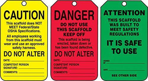 Red and Green Tag Logo - Accuform TSS200CTP PF Cardstock Scaffold Status Tag, LegendDANGER