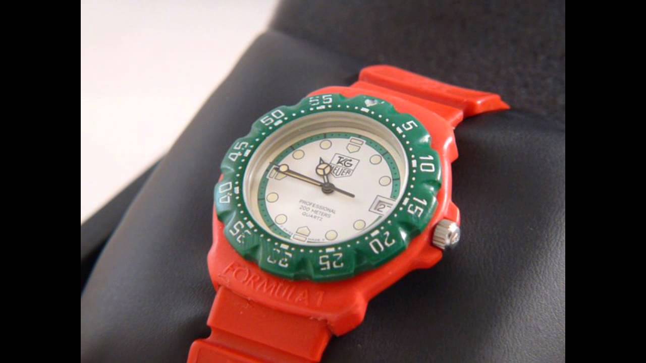 Red and Green Tag Logo - TAG Heuer Formula One F1 Midsize Red + Green and white dial 384.513