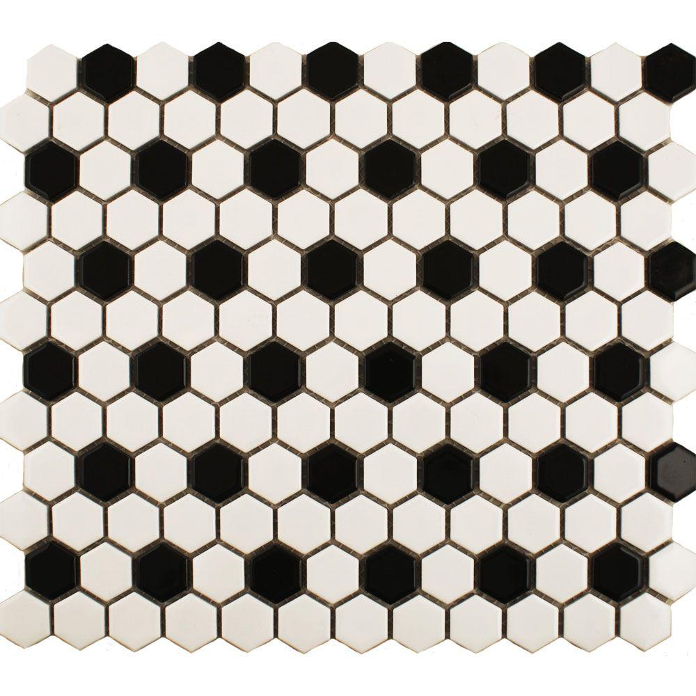 Black and White Hex Logo - Toto Hexagon Gloss Chequer 25X25 Tile