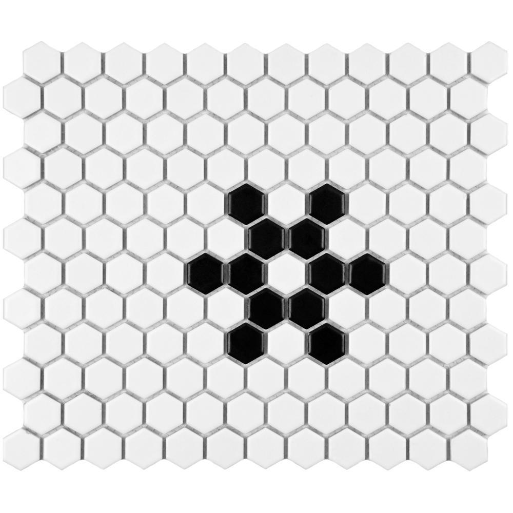 Black and White Hex Logo - Merola Tile Metro Hex Matte White With Snowflake 10 1 4 In. X 11 3 4
