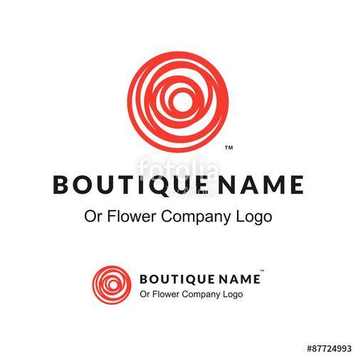 Red Flower Company Logo - Beautiful Contour Red Logo with Rose Flower for Boutique or Beauty