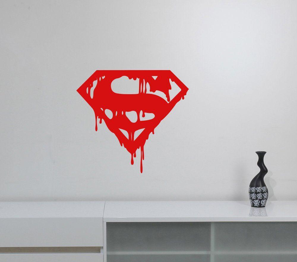Bloody Superman Logo - Superman Bloody Emblem Wall Sticker Vinyl Decal DC Comics Superhero ...