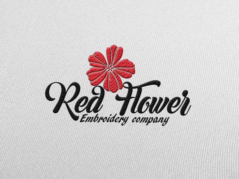 Red Flower Company Logo - Label&Logo for Embroidery company