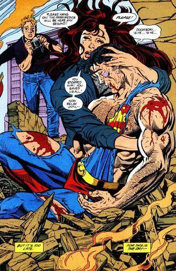 Bloody Superman Logo - A crying Lois Lane hugs the bloody and battered corpse of Superman ...