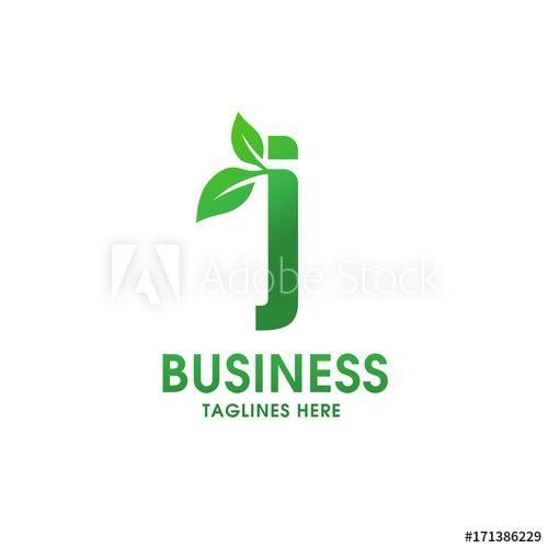 Grass Leaf Logo - letter J with leaf logo isolated on white background, Organic bio