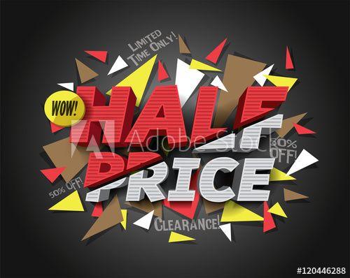 Half Red Triangle Brand Logo - Half Price Sale with abstract triangle elements. Sale background ...