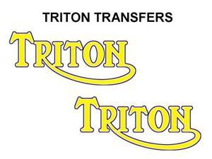 Blue White Yellow Logo - Triton Tank Transfers Decals Motorcycle Norton Triumph T7 Blue ...