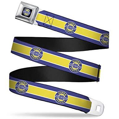 Blue White Yellow Logo - Buckle Down Men's Seatbelt Belt Chevy Kids, Chevrolet Super Service