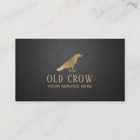 Old Crow Logo - Old Crow Gold Bird Logo Elegant Black Leather Business Card