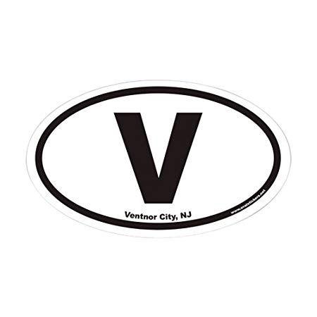 Oval V Logo - CafePress - Ventnor City V Euro Oval Sticker - Oval Bumper Sticker ...