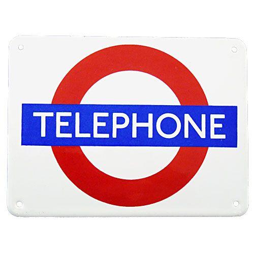 Small Telephone Logo - London Gifts : Metal Underground Signs small - Telephone