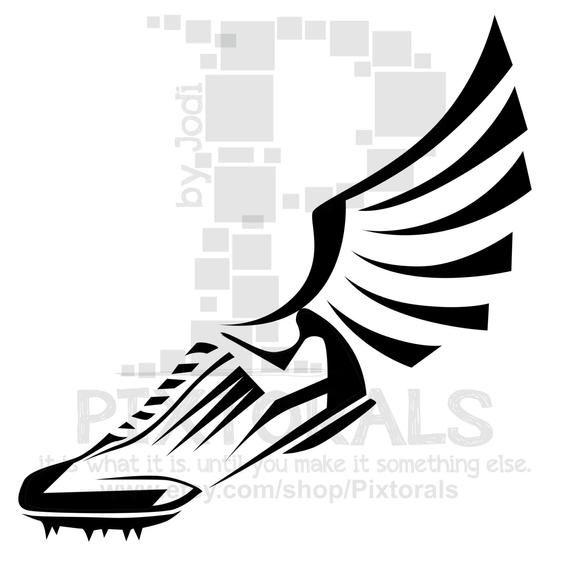 Winged Shoe Logo - Track Winged Shoe Clipart EPS file svg and jpeg png | Etsy