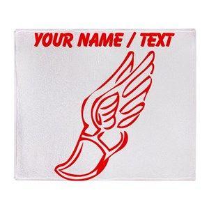 Winged Shoe Logo - Track And Field Winged Foot Blankets - CafePress