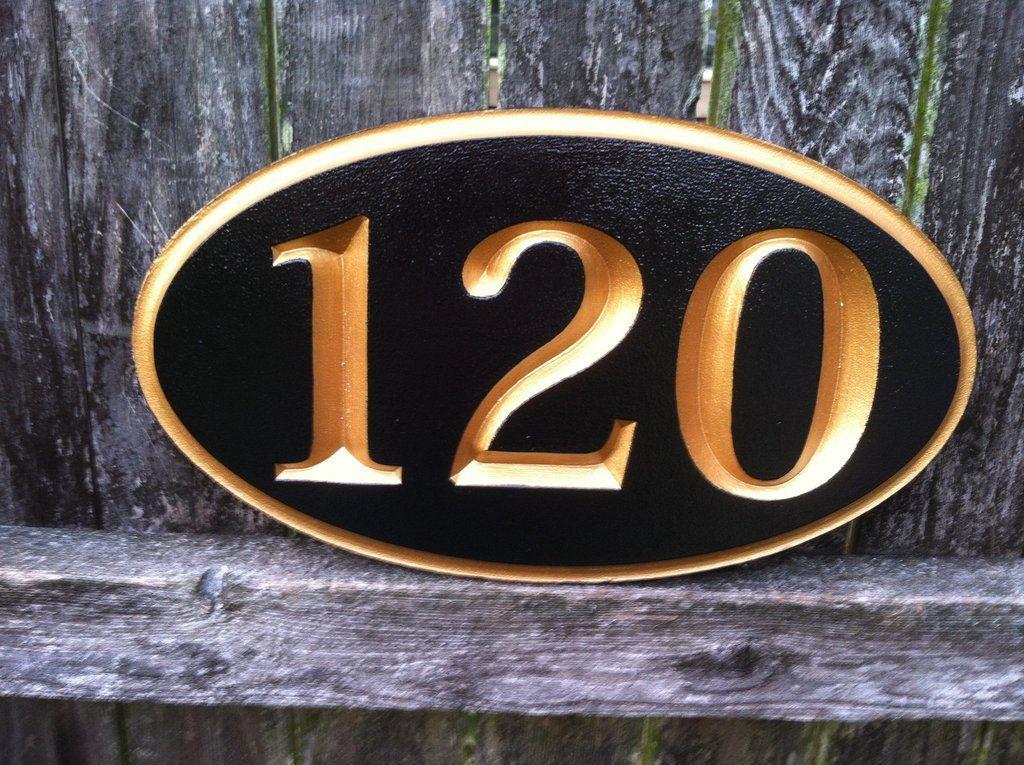 Oval V Logo - Oval V Carved House Number Sign