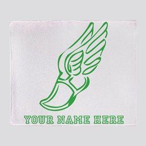 Winged Shoe Logo - Track And Field Winged Foot Blankets - CafePress