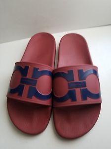 Red Spa Logo - Salvatore Ferragamo Groove Logo Spa Slide Sandal Men's Red Size 9