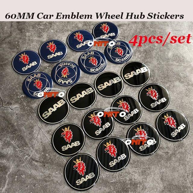 Off Brand Rim Logo - 4pcs/set 60mm Car emblem Logo Badge Wheel hub Stickers For SAAB 9 3 ...