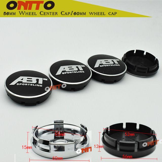 Off Brand Rim Logo - 4pcs BLACK 56mm 60mm ABT logo car emblem Wheel Center Hub Cap Rim