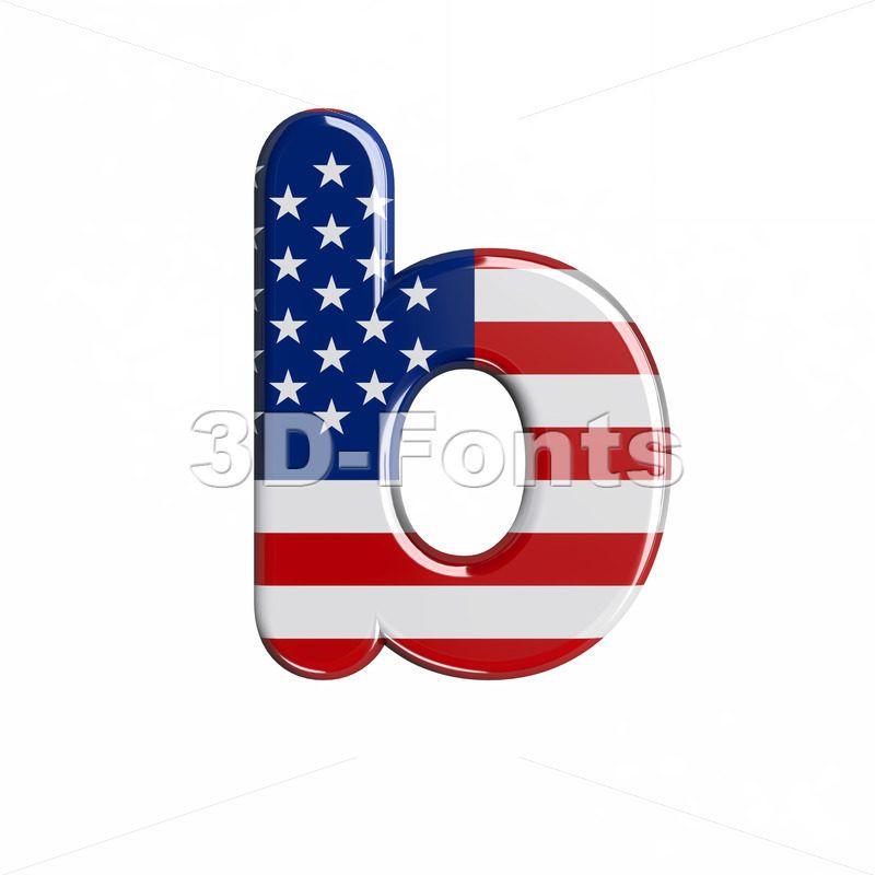 Lower Case B Sports Logo - 3D Lower Case Character B Covered In American Flag Texture. Small