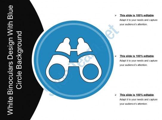 In White W Blue Circle Logo - White Binoculars Design With Blue Circle Background. PowerPoint