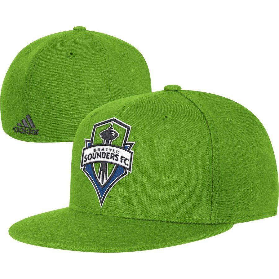 Flat Seattle Logo - adidas Seattle Sounders Green Team Logo Flat Brim Stretch-Fit Hat