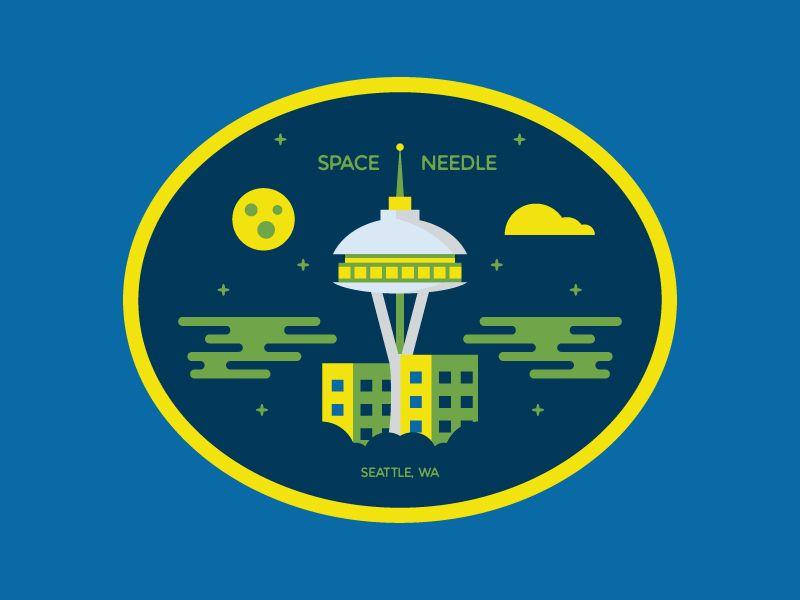 Flat Seattle Logo - Space Needle - Seattle, WA by Ritch de la Cruz | Dribbble | Dribbble