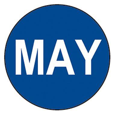 In White W Blue Circle Logo - LABEL CIRCLE MONTH MAY 3 4IN ROYAL BLUE W WHITE TEXT